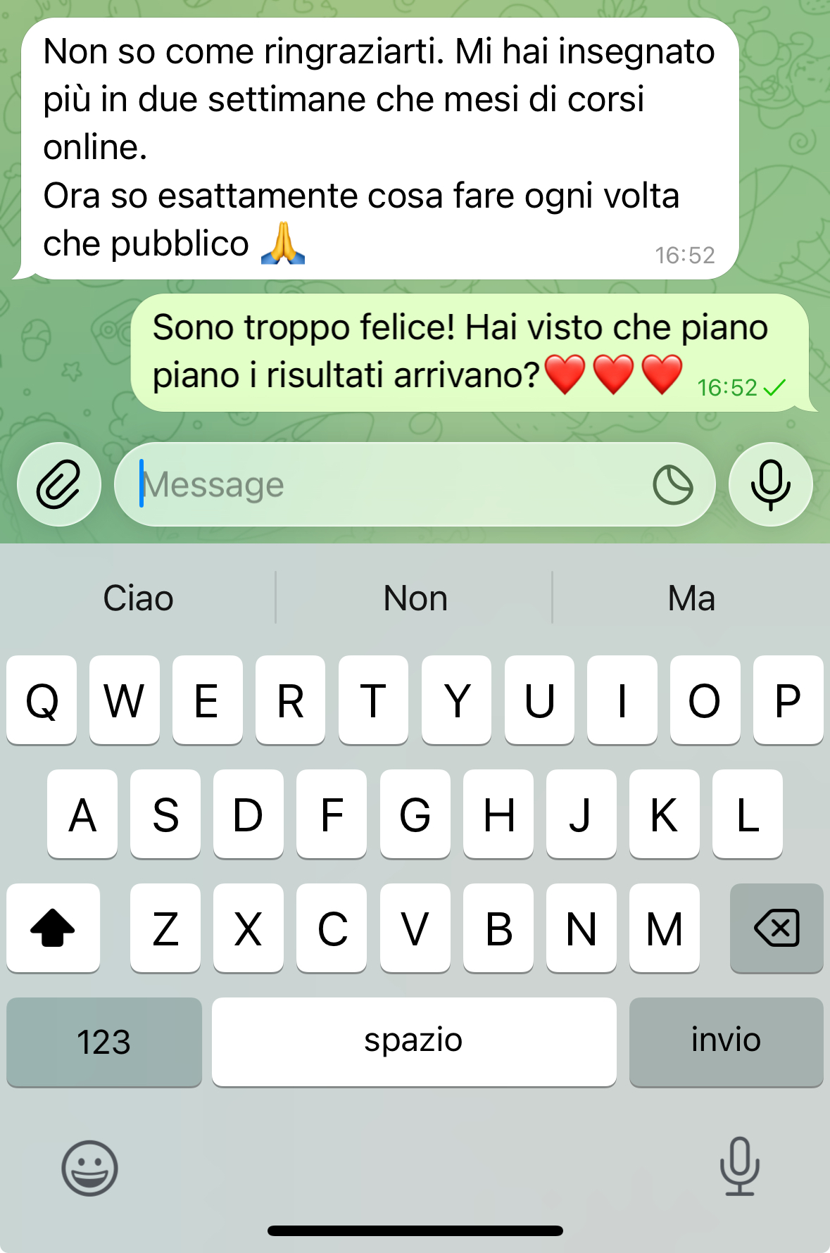 Messaggio: mi hai insegnato più in due settimane che mesi di corsi online